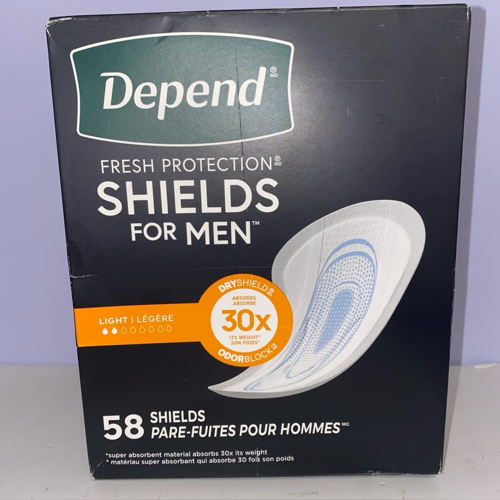 Depend Protection Incontinence Shields LIGHT Guard for Men, 58 Pack